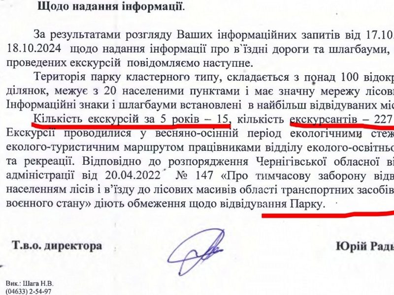 Ічнянський нацпарк провів лише 15 екскурсій за п’ять років