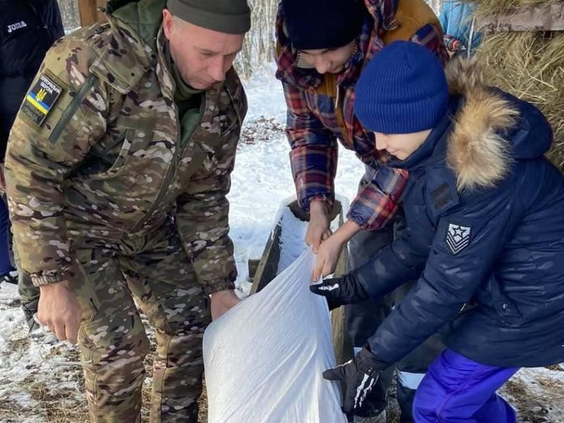 Юні лісівники Київщини разом з єгерями облаштували “їдальні” для лісових мешканців